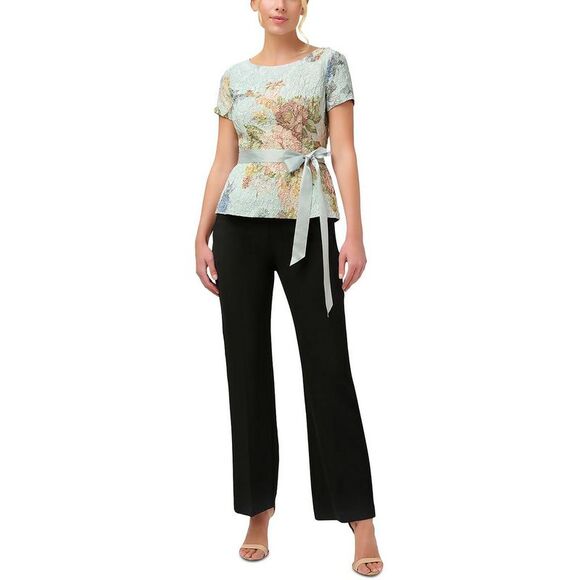 Adrianna Papell Tops - Adrianna Papell Womens Blue Textured Floral Dressy Peplum Top Shirt NWT